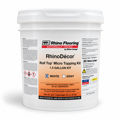 RhinoDecor Roll Top White, one-and-a-half-gallon kit pail on a white studio background.