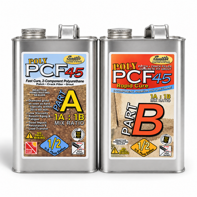 Smith's Poly PCF-45 one-gallon kit with half-gallon Part A and Part B cans on a white studio background.