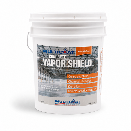 Multicoat Vapor Shield five-gallon white pail on white with soft studio shadow