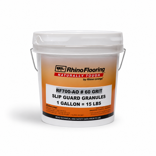 Rhino Flooring aluminum oxide #60 grit Slip Guard Granules, 15 lb pail on a white studio background