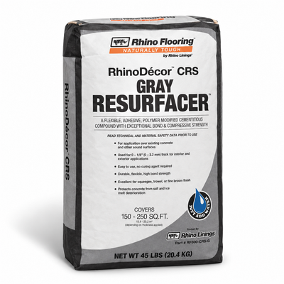 RhinoDecor Concrete Resurfacer Gray, 45-pound bag on a white studio background.